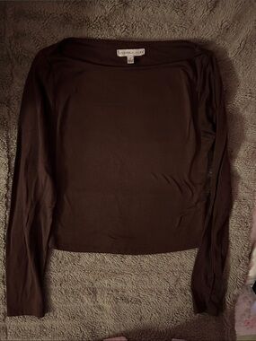 Sincerely Jules Brown Long Sleeve Boatneck Top